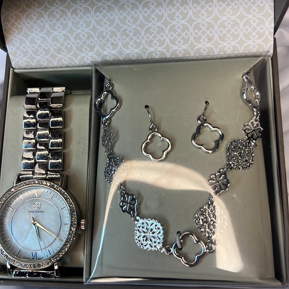 Daisy Fuentes Rhinestone Watch Necklace and Earring Set